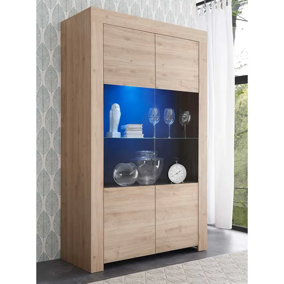 Wohnen 110x186x42 Vitrine in Eiche Nachbildung - Karika