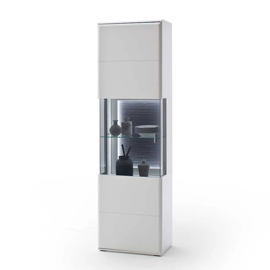 Wohnen 60x208x38 Vitrine in Weiß & Anthrazit - Hazime