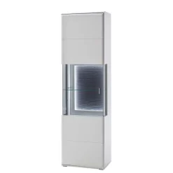 Wohnen 60x208x38 Vitrine in Weiß & Anthrazit - Hazime