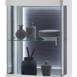Wohnen 60x208x38 Vitrine in Weiß & Anthrazit - Hazime