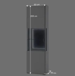 Wohnen 60x208x38 Vitrine in Weiß & Anthrazit - Hazime
