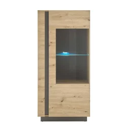 Wohnen 72x154x40 Vitrine in Wildeiche & Dunkelgrau - Lairian