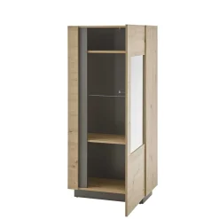 Wohnen 72x154x40 Vitrine in Wildeiche & Dunkelgrau - Lairian