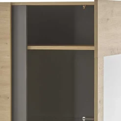 Wohnen 72x154x40 Vitrine in Wildeiche & Dunkelgrau - Lairian