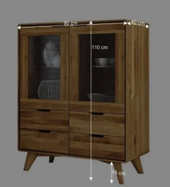 Wohnen 90x110x40 Vitrine Kommode aus Wildeiche - Eavy