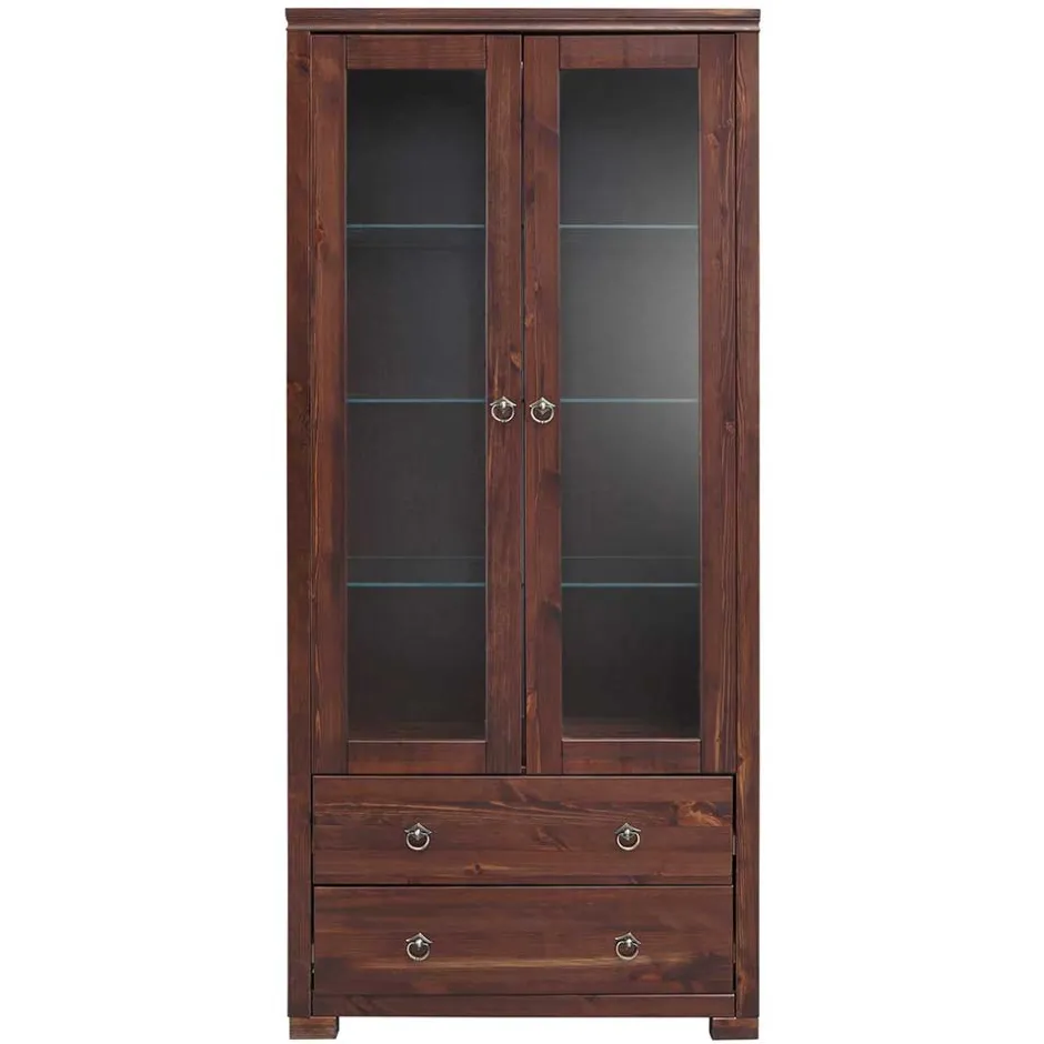 Wohnen 80x178x40 Vitrine mit 2 Schubladen - Luvin