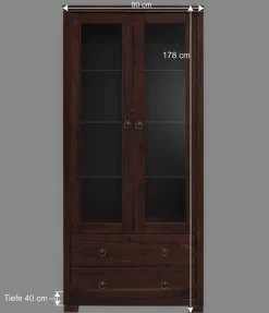 Wohnen 80x178x40 Vitrine mit 2 Schubladen - Luvin