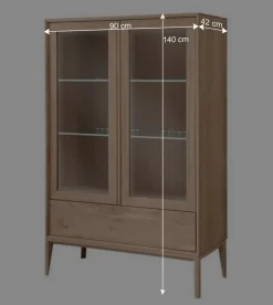 Wohnen 90x140x42 Vitrine mit Doppeltür und Schublade - Lamia