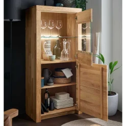 65x141x40 Vitrinenschrank aus Wildeiche Massivholz - Loitons^Wohnen New