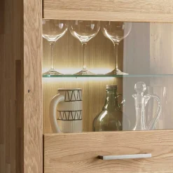 65x141x40 Vitrinenschrank aus Wildeiche Massivholz - Loitons^Wohnen New