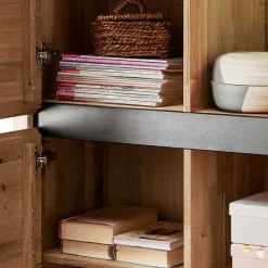 Wohnen 103x205x40 Vitrinenschrank aus Wildeiche Massivholz - Embleys