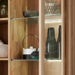 Wohnen 103x205x40 Vitrinenschrank aus Wildeiche Massivholz - Embleys