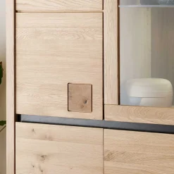 Wohnen 103x205x40 Vitrinenschrank aus Wildeiche Massivholz - Embleys