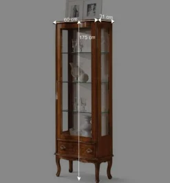 Wohnen 31x175x60 Vitrinenschrank im Italienischem Stil - Venerdina