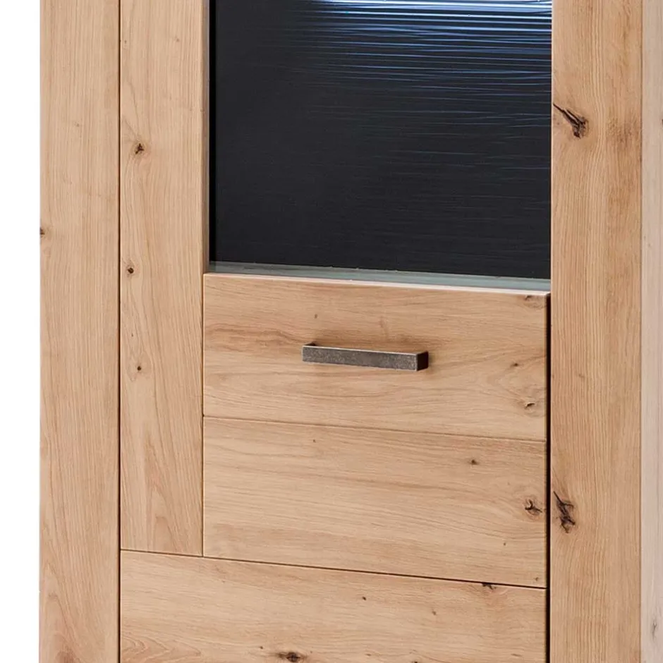 74x211x45 Vitrinenschrank in Eiche Dekor - Wykina^Wohnen New