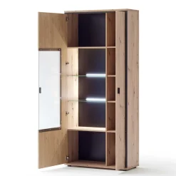93x210x38 Vitrinenschrank in Eiche Holzdekor - Nikdus^Wohnen Hot