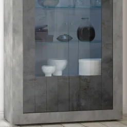 Wohnen 110x191x43 Vitrinenschrank in Grau zweifarbig - Setmora