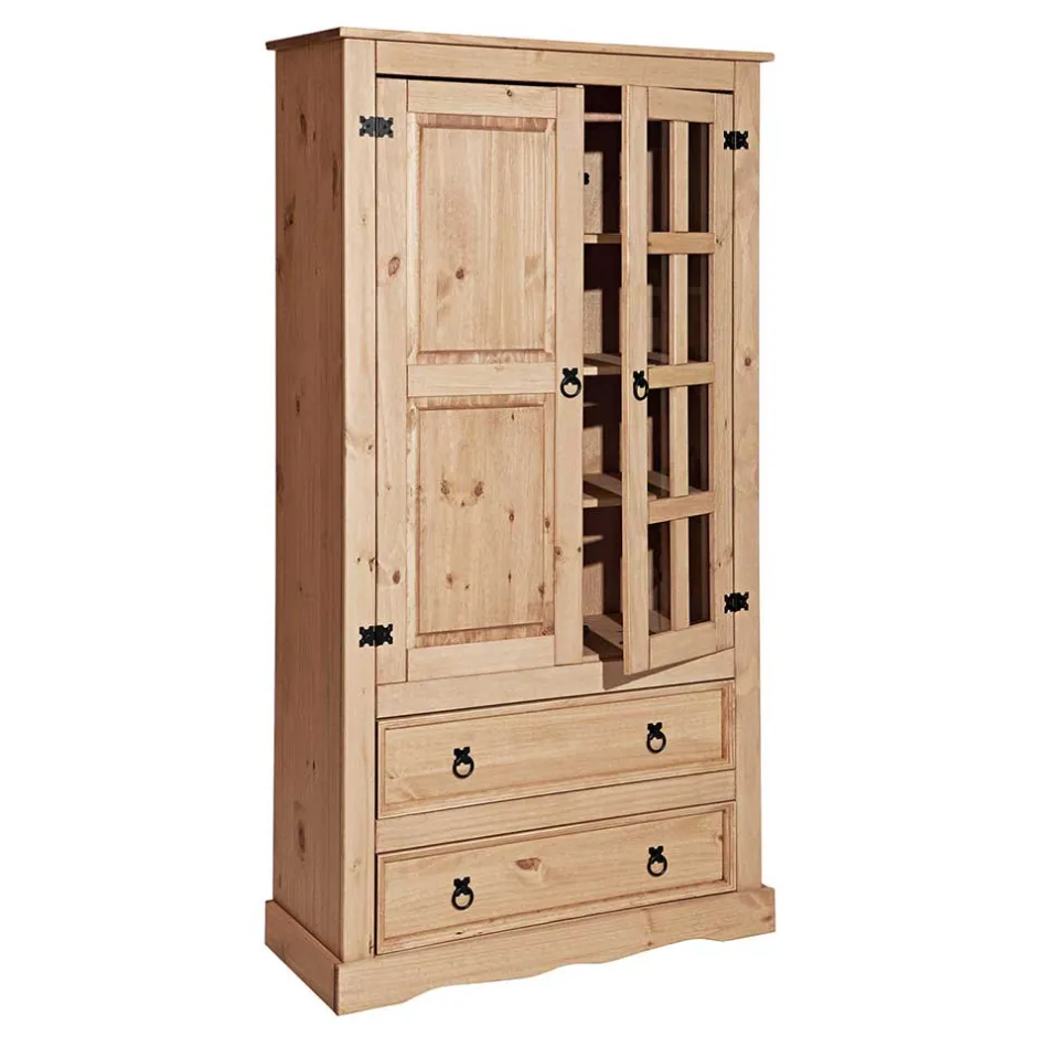 100x190x41 Vitrinenschrank Landhaus Mexiko - Jardino^Wohnen Sale