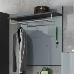 97x96x30 Wandgarderobe in Silbergrau Glas - Ilfred^Wohnen