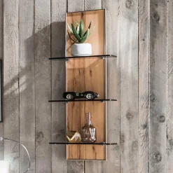 35x90x17 Wandregal mit drei Glasböden - Krofun^Wohnen Discount