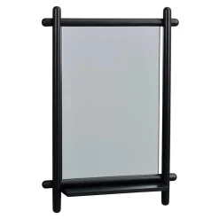 Wohnen 52x74x12 Wandspiegel in Schwarz Eichenrahmen rund - Evlinu