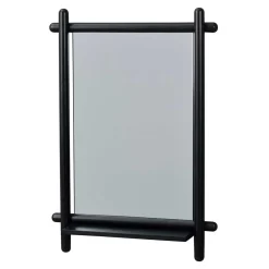 Wohnen 52x74x12 Wandspiegel in Schwarz Eichenrahmen rund - Evlinu