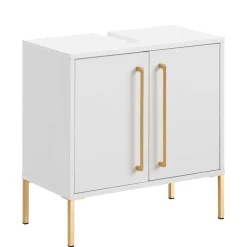 57x61x30 Waschbeckenschrank in Weiß & Gold - Nuszaleva^Wohnen Discount