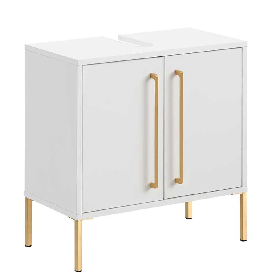 57x61x30 Waschbeckenschrank in Weiß & Gold - Nuszaleva^Wohnen Discount