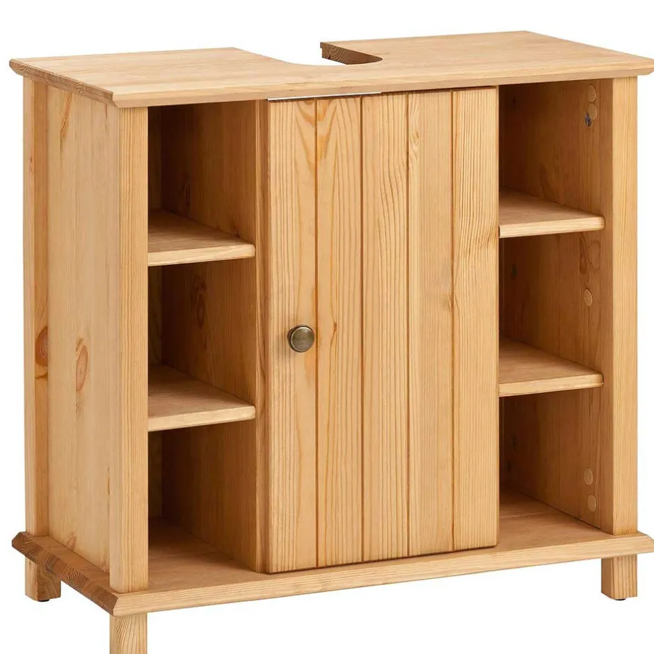 Wohnen 60x65x30 Waschbeckenunterschrank aus Massivholz - Akzinad