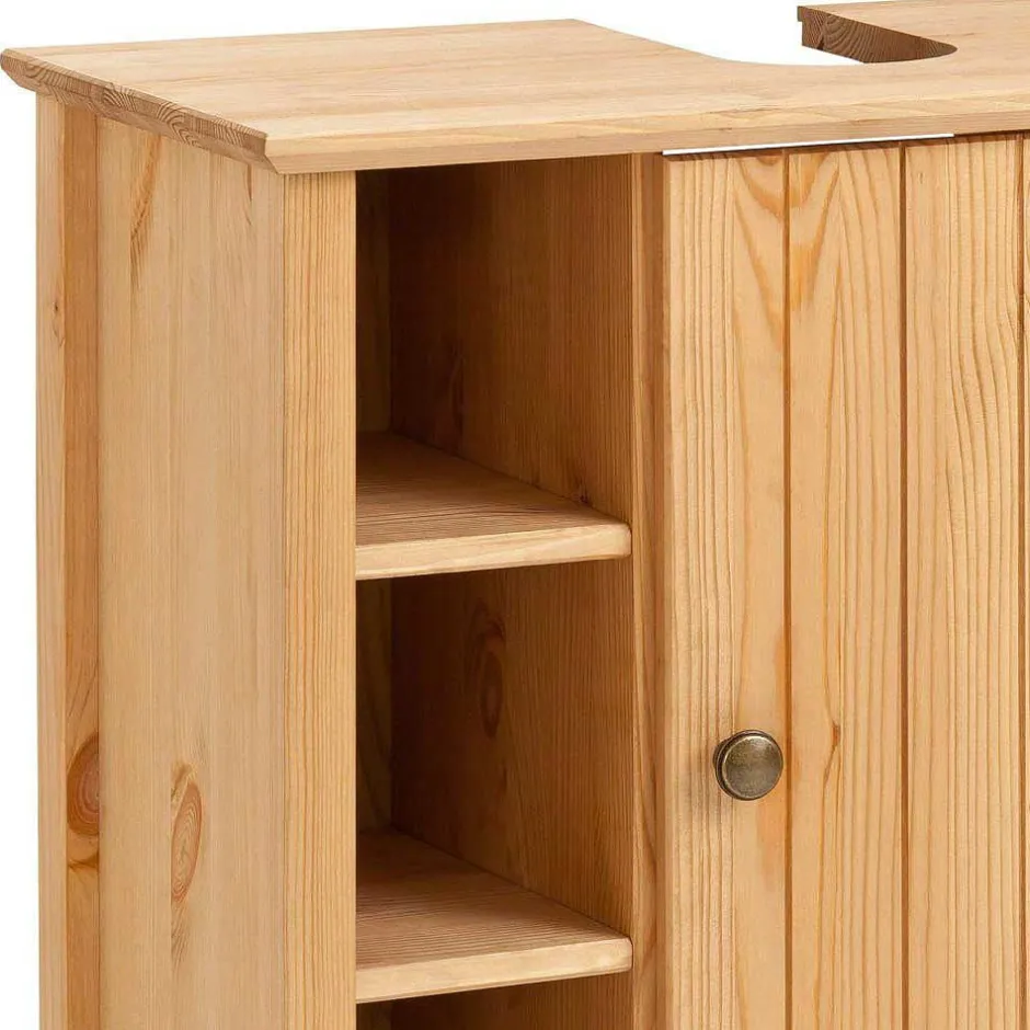 Wohnen 60x65x30 Waschbeckenunterschrank aus Massivholz - Akzinad