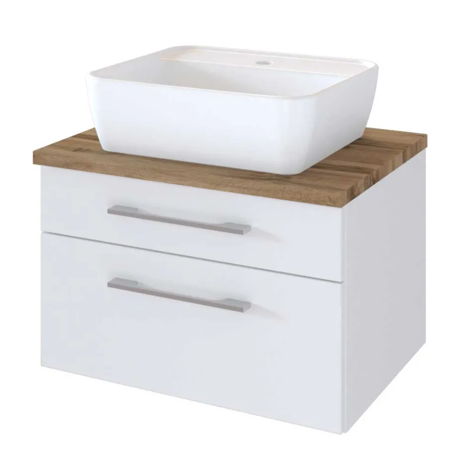 60x55x47 Waschtisch in Weiß Wildeiche - Enwicos^Wohnen Clearance