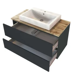 100x54x48 Waschtisch Konsole in Grau & Wildeiche - Noricas^Wohnen Outlet