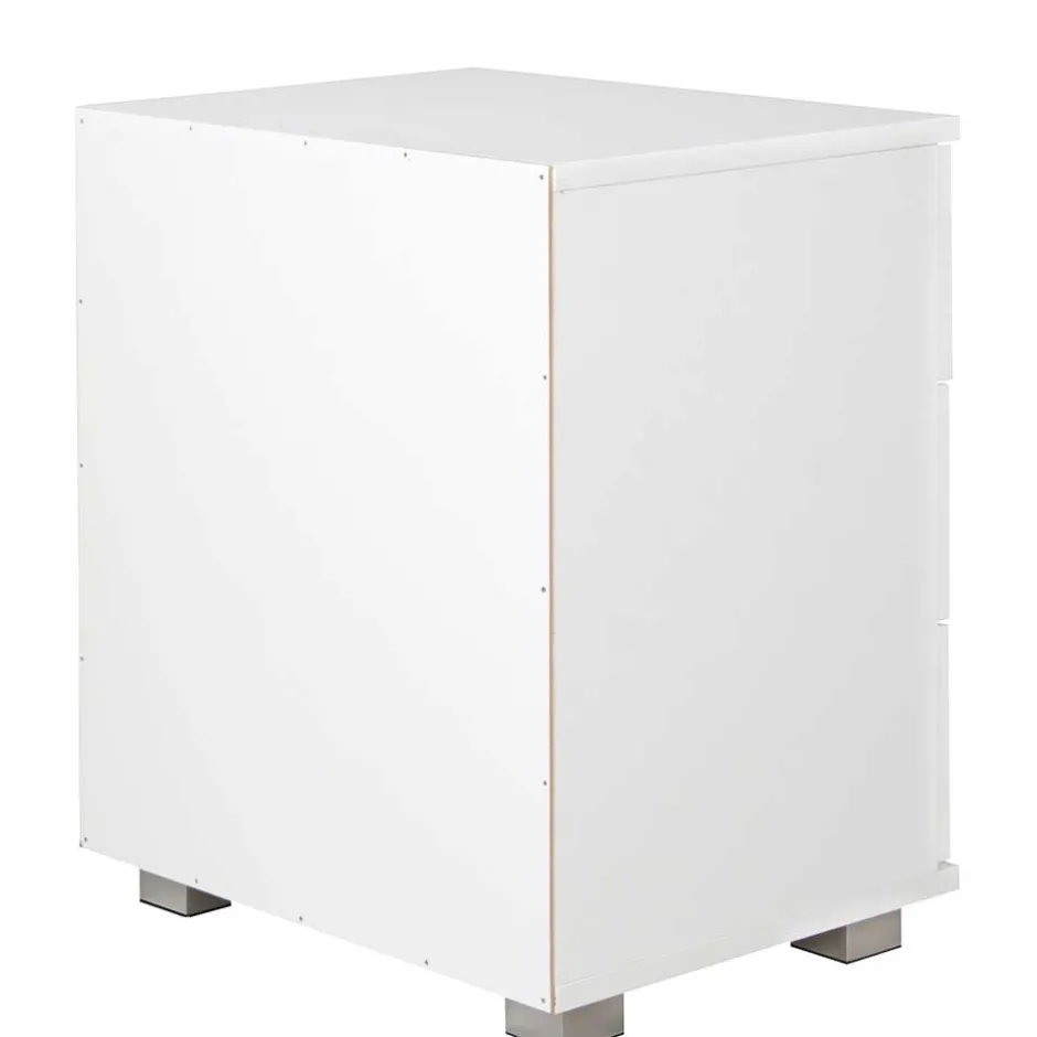 45x54x34 Weiße Nachtkommode mit Metallgriffen - Renero^Wohnen Sale