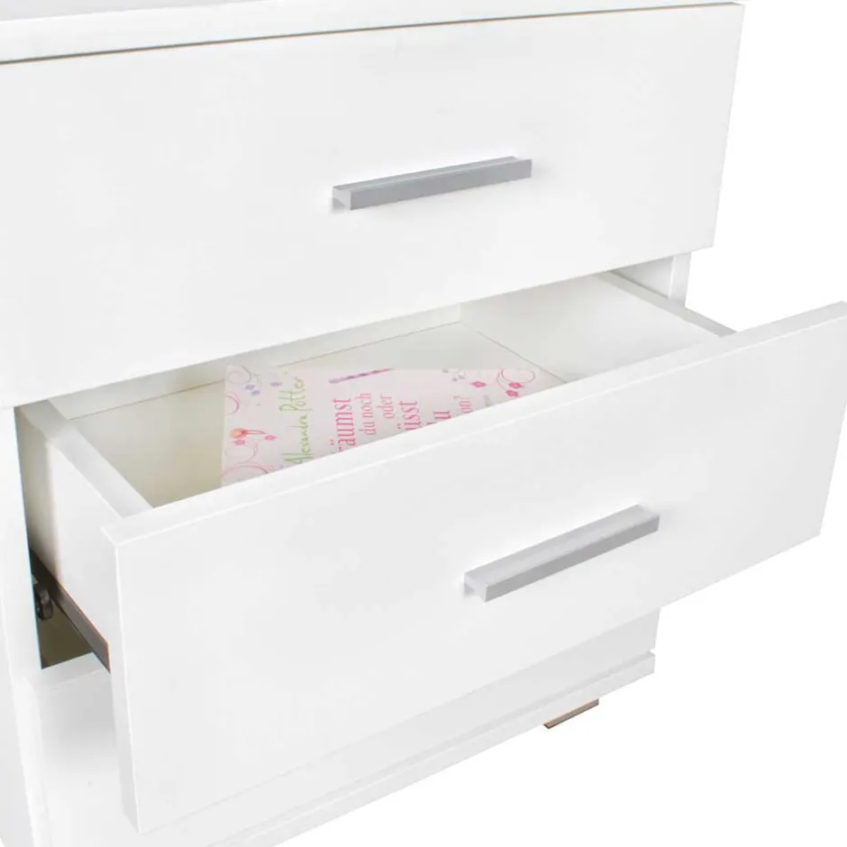 45x54x34 Weiße Nachtkommode mit Metallgriffen - Renero^Wohnen Sale