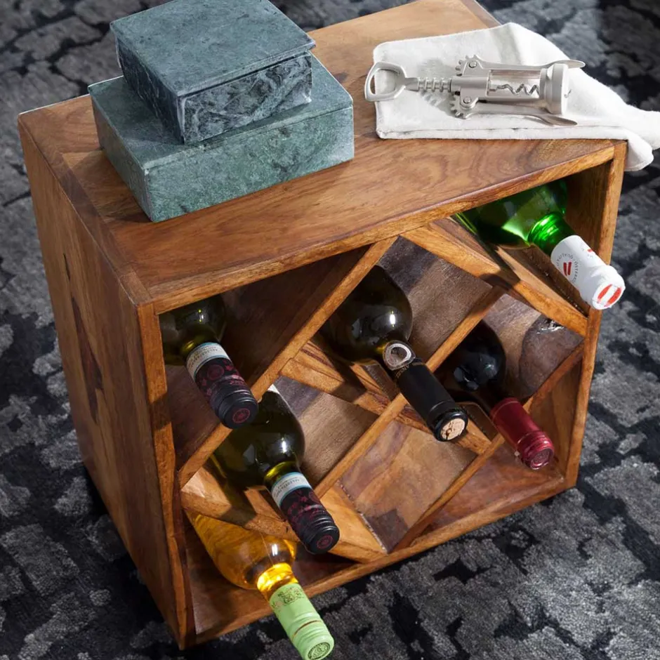 40x40x25 Weinregal aus Massivholz - Sharmota^Wohnen Online