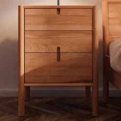 Wohnen 60x69x36 Wildbuche Nachtkommode geölt - Indrya