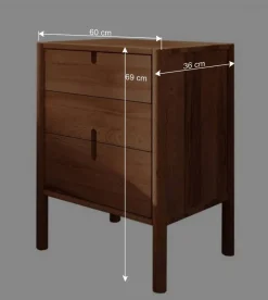 Wohnen 60x69x36 Wildbuche Nachtkommode geölt - Indrya