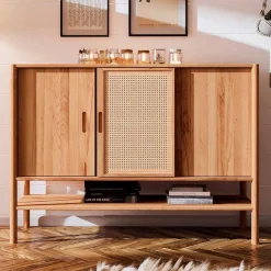 142x101x46 Wildbuche Sideboard mit drei Schiebetüren - Indrya^Wohnen Outlet