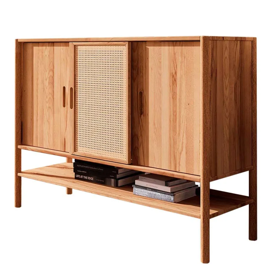 142x101x46 Wildbuche Sideboard mit drei Schiebetüren - Indrya^Wohnen Outlet