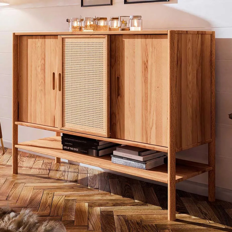142x101x46 Wildbuche Sideboard mit drei Schiebetüren - Indrya^Wohnen Outlet