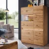Wohnen 103x152x44 Wildeiche Highboard mit Glaseinsatz - Acmida