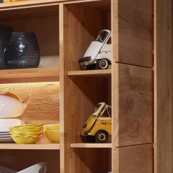 Wohnen 103x152x44 Wildeiche Highboard mit Glaseinsatz - Acmida