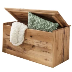 Wohnen 84x45x43 Wildeiche Holztruhe mit flachem Deckel - Mariono
