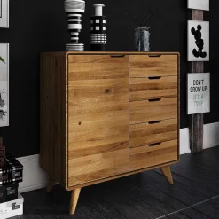 Wohnen 90x92x40 Wildeiche Kommode mit Tür - Eavy