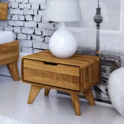 Wohnen 47x33x30 Wildeiche Nachtkommode geölt - Eavy