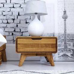 Wohnen 47x33x30 Wildeiche Nachtkommode geölt - Eavy