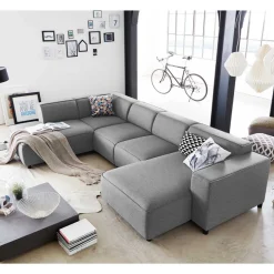 324x70x195 Wohnlandschaft in Hellgrau - Brianco^Wohnen Discount