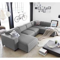 324x70x195 Wohnlandschaft in Hellgrau - Brianco^Wohnen Discount