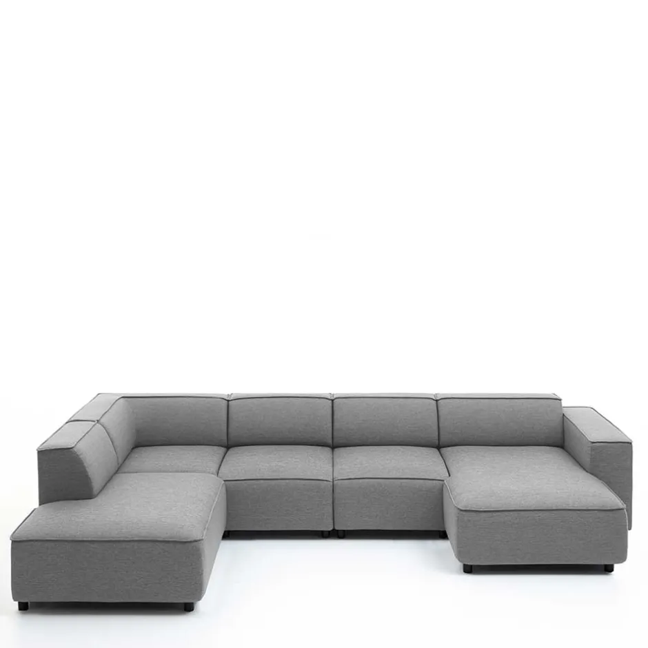 324x70x195 Wohnlandschaft in Hellgrau - Brianco^Wohnen Discount