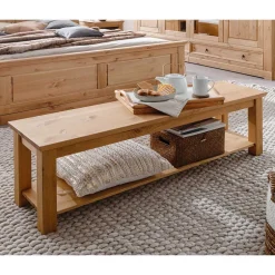Wohnen 140x43x36 Wohnraum Holzbank in Eichefarben - Voeca